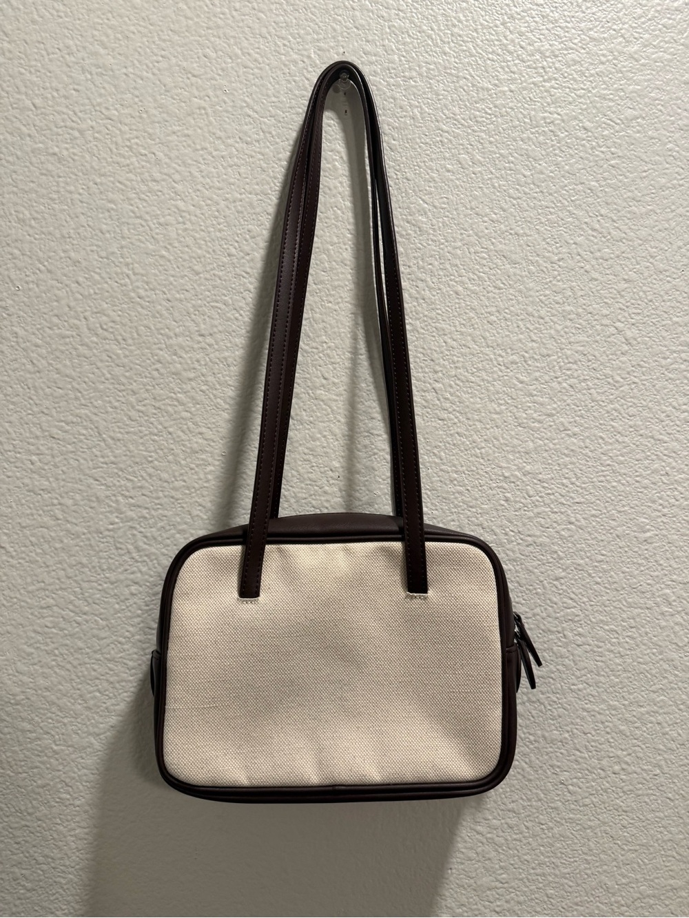 Jamie Wander Cream Canvas Messenger Bag with Dark Brown Trim